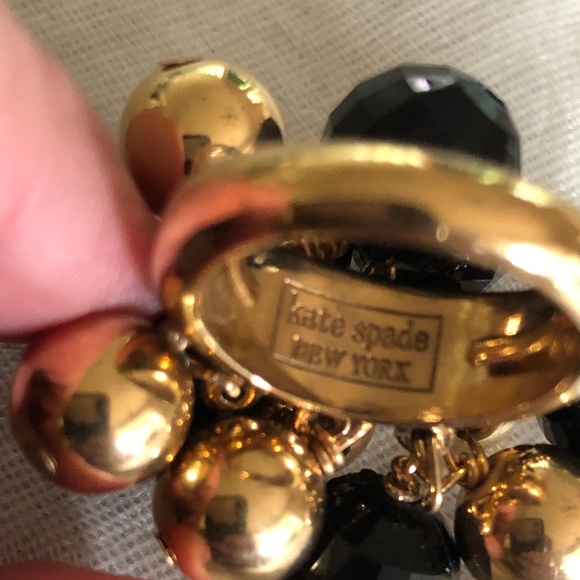 Kate Spade ♠️ Onyx and Gold Cluster Bauble Ring, Size 6 - Picture 11 of 12